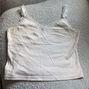 Brandy Melville White Lace Trim Cami Top